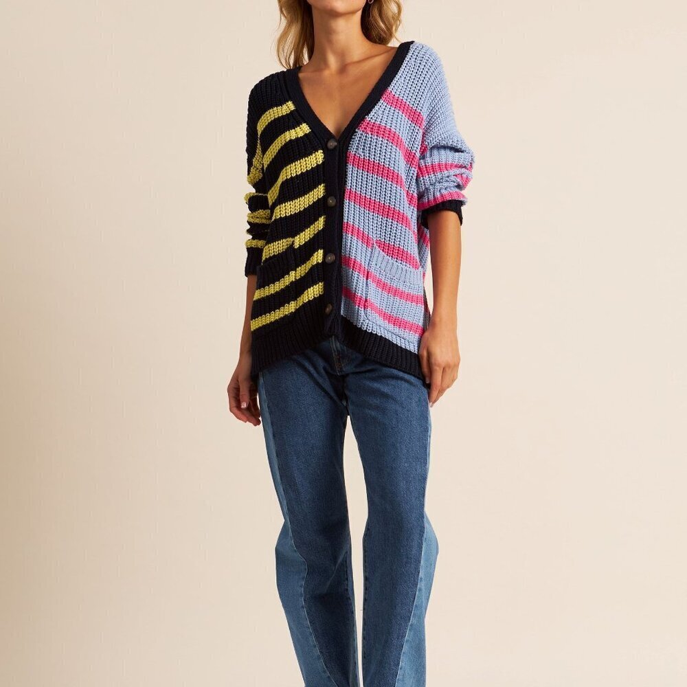 John + Jenn Blue and Black Cotton Cable Knit Cardigan XS - Picture 10 of 10